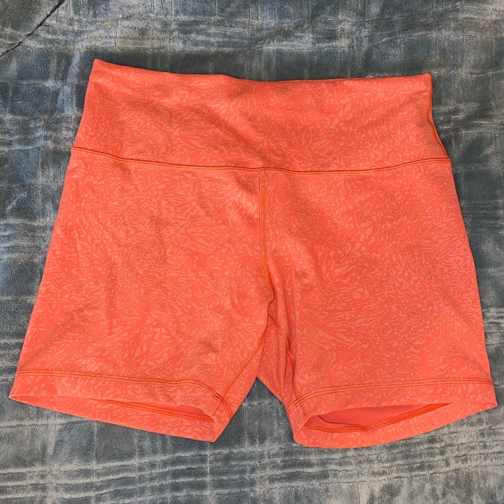 LULULEMON 6 INCH ALIGN BIKER SHORTS SIZE 14 crunch warm coral color